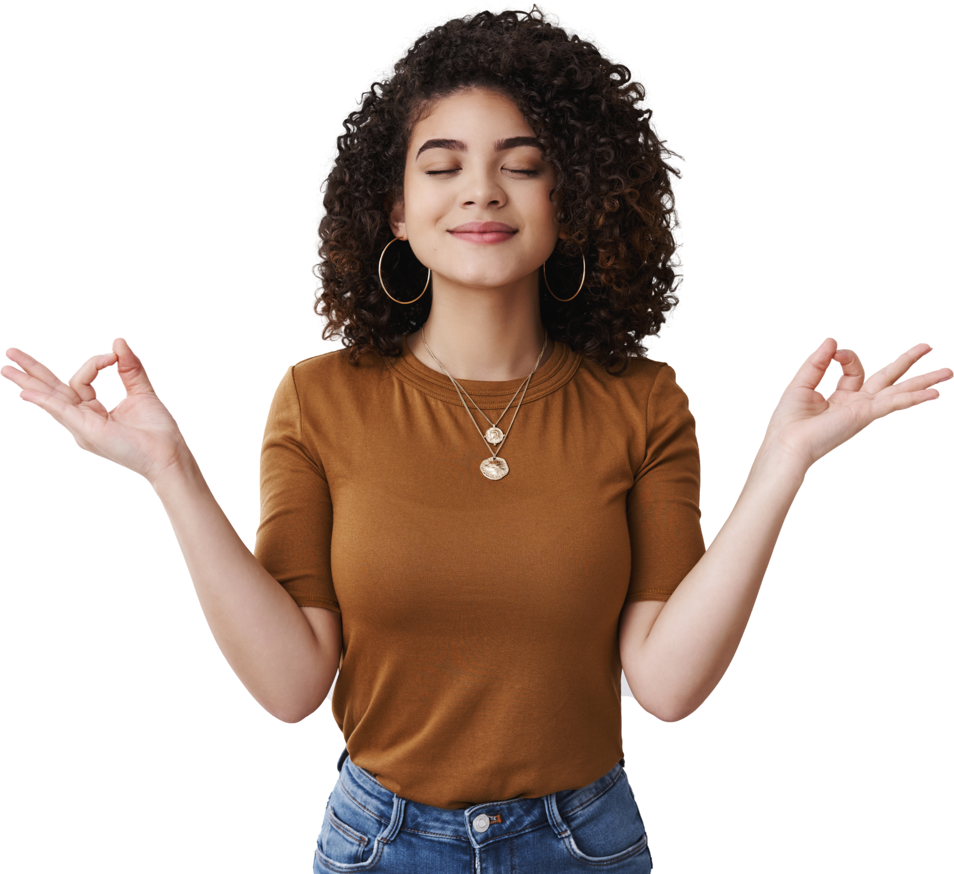 Young girl meditating.